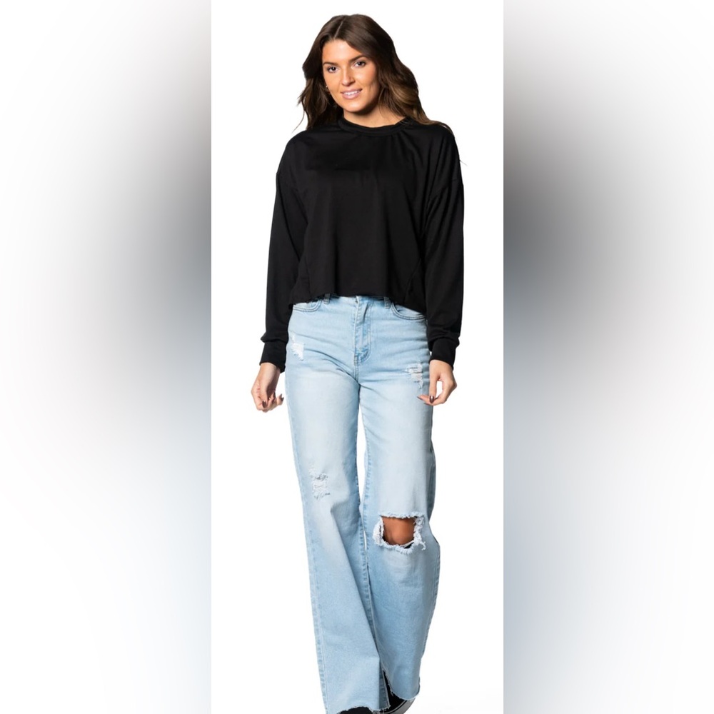 Brigitte Brianna Cropped Long Sleeved Top